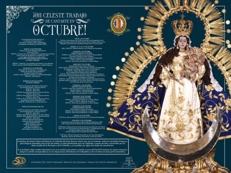 Estas son las actividades de octubre en honor a la Virgen del Rosario