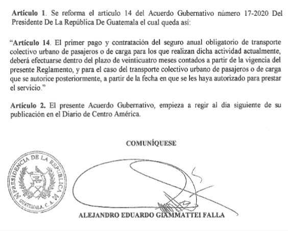 Gobierno autoriza nueva prórroga para la contratación de seguro en transporte de pasajeros